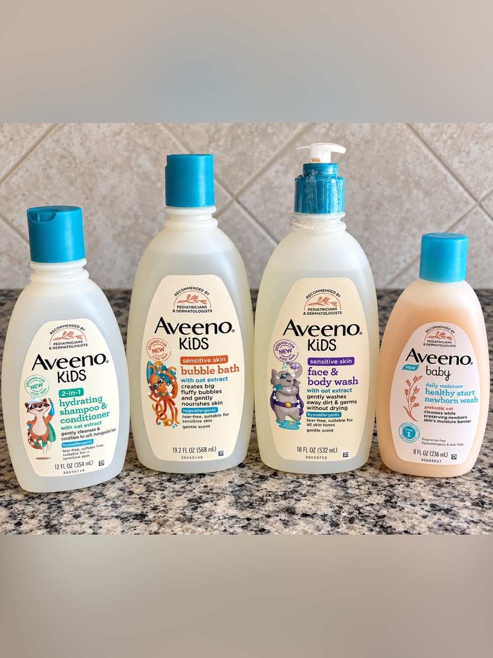 Aveeno Kids & Baby Bath & Body Bundle 4 Items body wash sensitive shampoo NEW